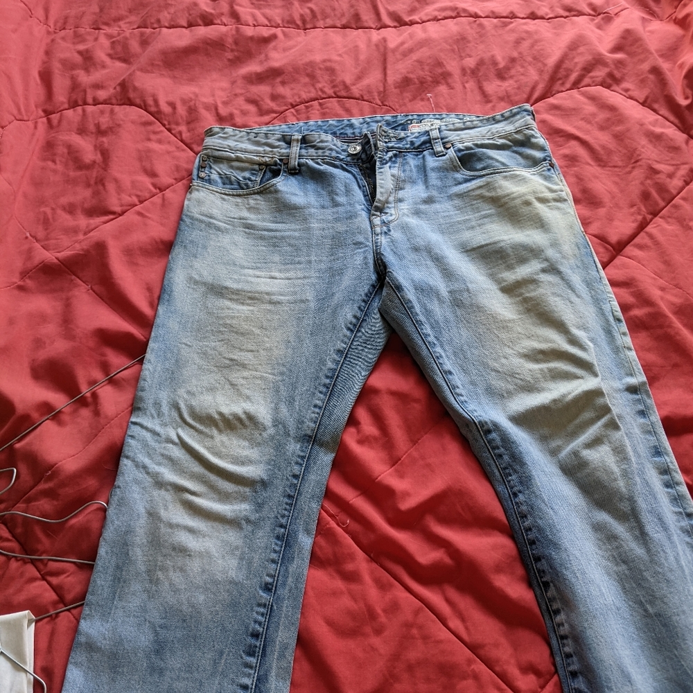 Men's Vintage Bleached Blue Jeans